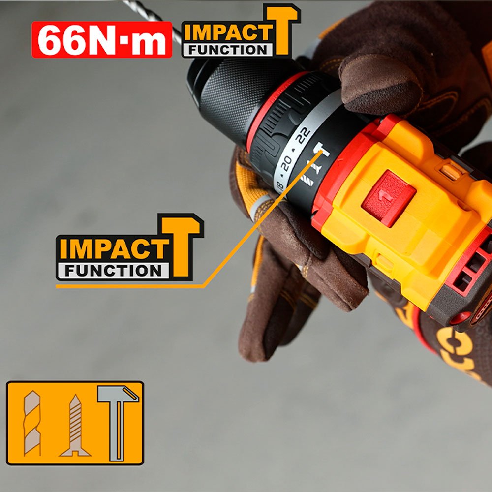 Taladro Inalámbrico de impacto INGCO 16V 66Nm UCIDLI166062 - MARKEMSTORE - Taladros