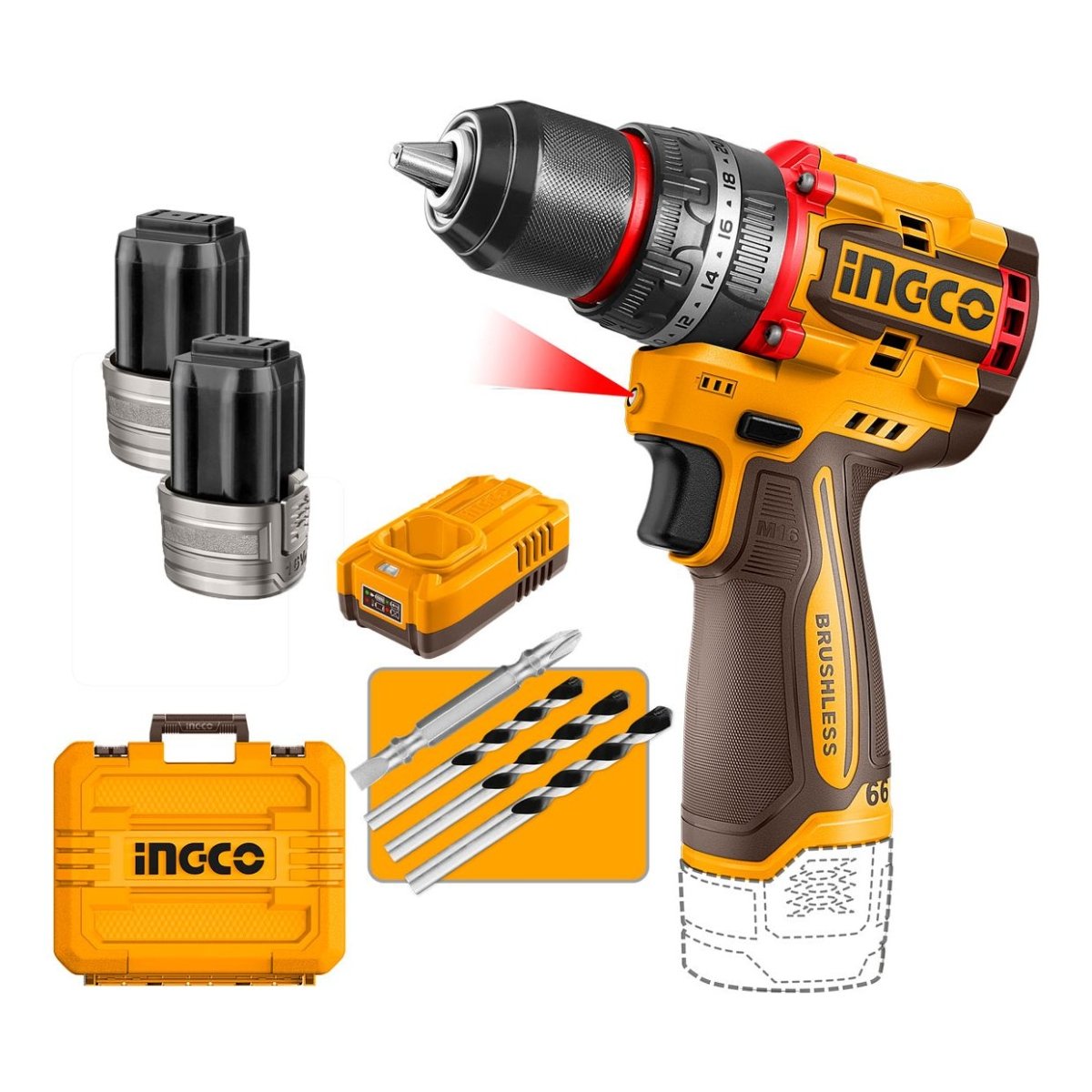 Taladro Inalámbrico de impacto INGCO 16V 66Nm UCIDLI166062 - MARKEMSTORE - Taladros