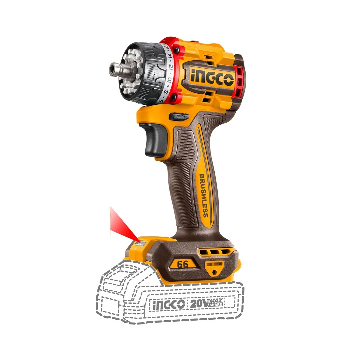 Taladro Inalámbrico INGCO 20V 4 Cabezales Intercambiables UCDLI206686 - MARKEMSTORE - Taladros