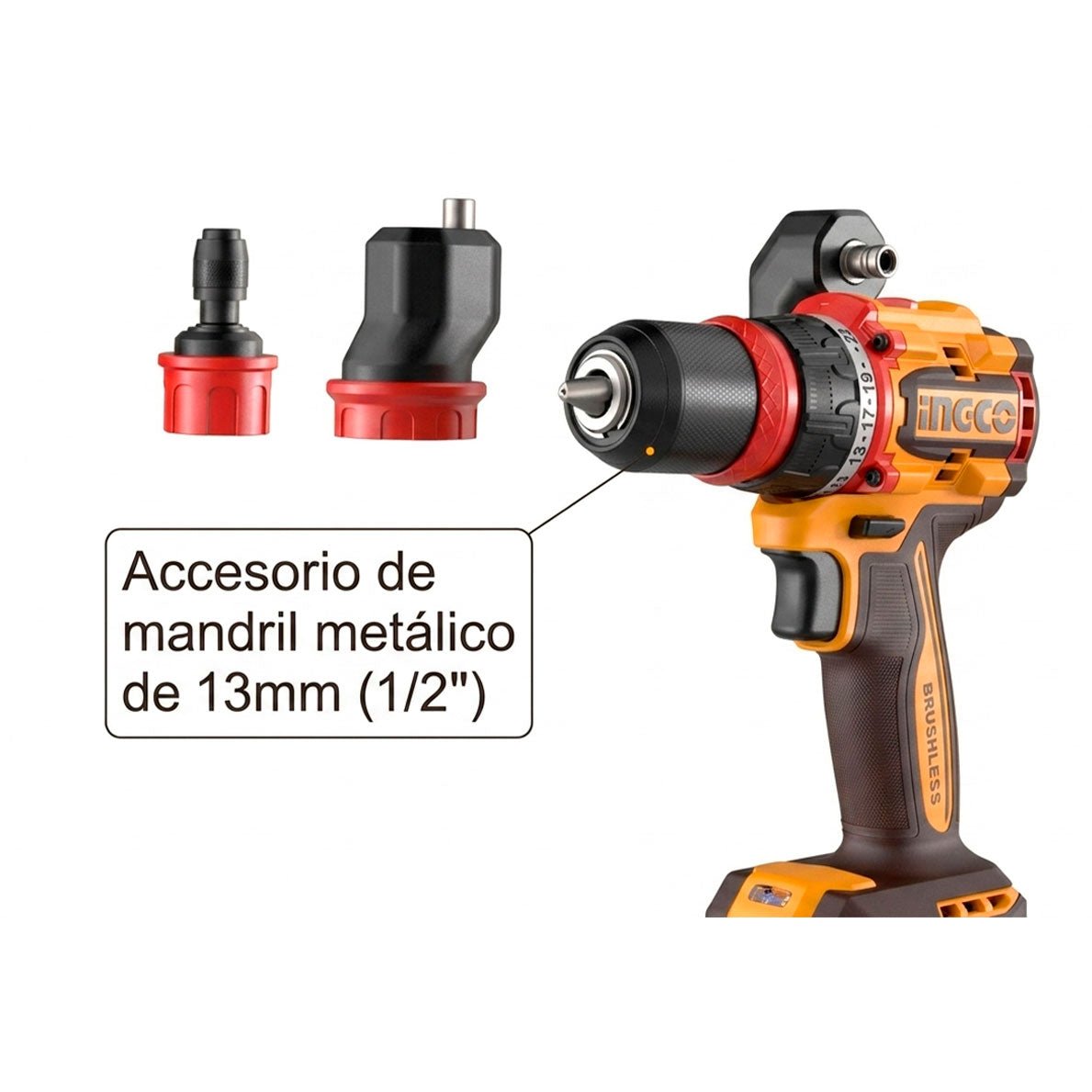 Taladro Inalámbrico INGCO 20V 4 Cabezales Intercambiables UCDLI206686 - MARKEMSTORE - Taladros