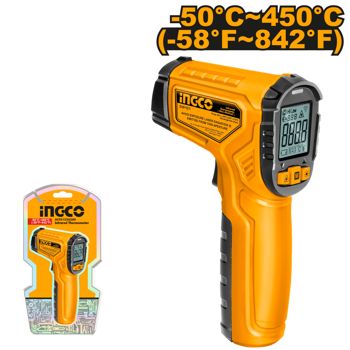 Termometro Infrarrojo 50 A 450 Grados Ingco Hit0155028 - MARKEMSTORE -