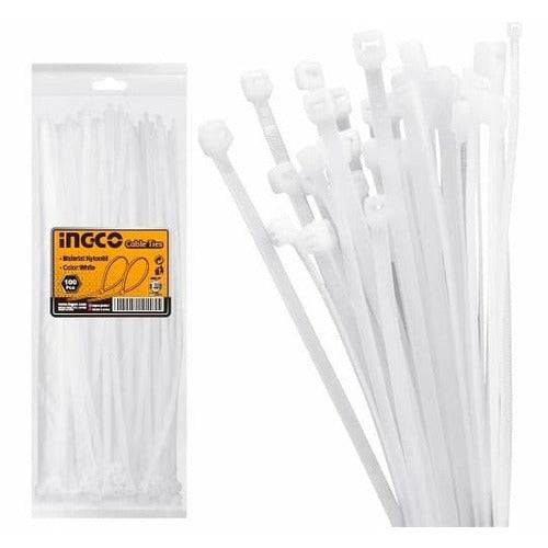 Amarre Plastico Blanco De Nylon 2,5x100mm X 100 Unid Ingco - MARKEMSTORE - Ferreteria