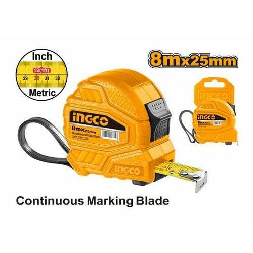 Flexometro 8 mts x 25 mm Doble Boton Mt/puLG Ingco Hsmt26825 - MARKEMSTORE -