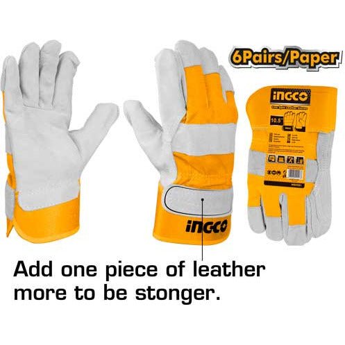Guantes De Cuero 10.5" Ingco HGVC01 - MARKEMSTORE -