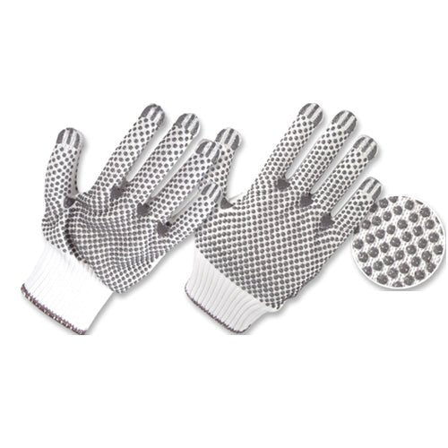 Guantes Fibra Sintetica Poliester Blanco Con Puntos Pvc Grises 2Caras Grip Vi 19800005 - MARKEMSTORE -