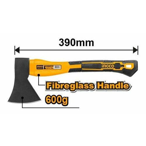Hacha De Acero Carbon 600gr Mango Fibra De Vidrio Ingco - MARKEMSTORE - Jardín