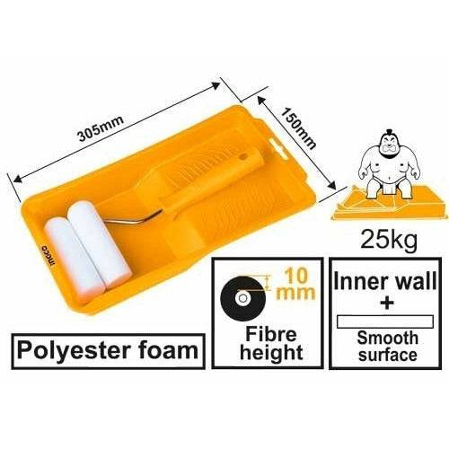 Ingco Set De Rodillo Interior 4 En 1 Con Poliester 10cms HKTCB041002 - MARKEMSTORE - Ferreteria
