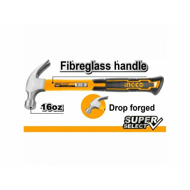 Martillo de uña 16OZ/450GR Mango fibra de vidrio SS HCHS8016 - MARKEMSTORE -