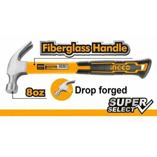 Martillo De Uña 8 Oz/220gr Mango Fibra De Vidrio Ingco HCHS8008 - MARKEMSTORE - Martillos