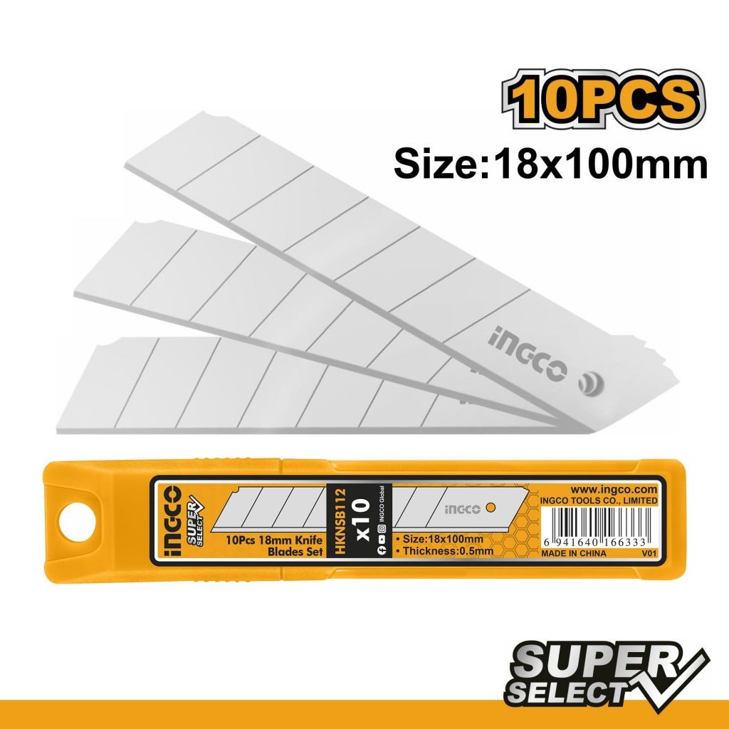 Set 10 Cuchillas 18X100Mm Para Exacto Ingco Hknsb112 - MARKEMSTORE - HERRAMIENTAS MANUALES