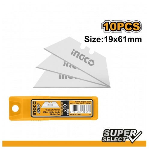 Set 10 Cuchillas 19X61Mm Para Exacto Ingco Hukb61001 - MARKEMSTORE -