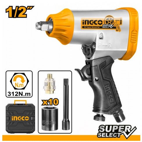 Set Llave De Impacto Neumatica 1/2 7000Rpm Ingco Aiw12312 - MARKEMSTORE -