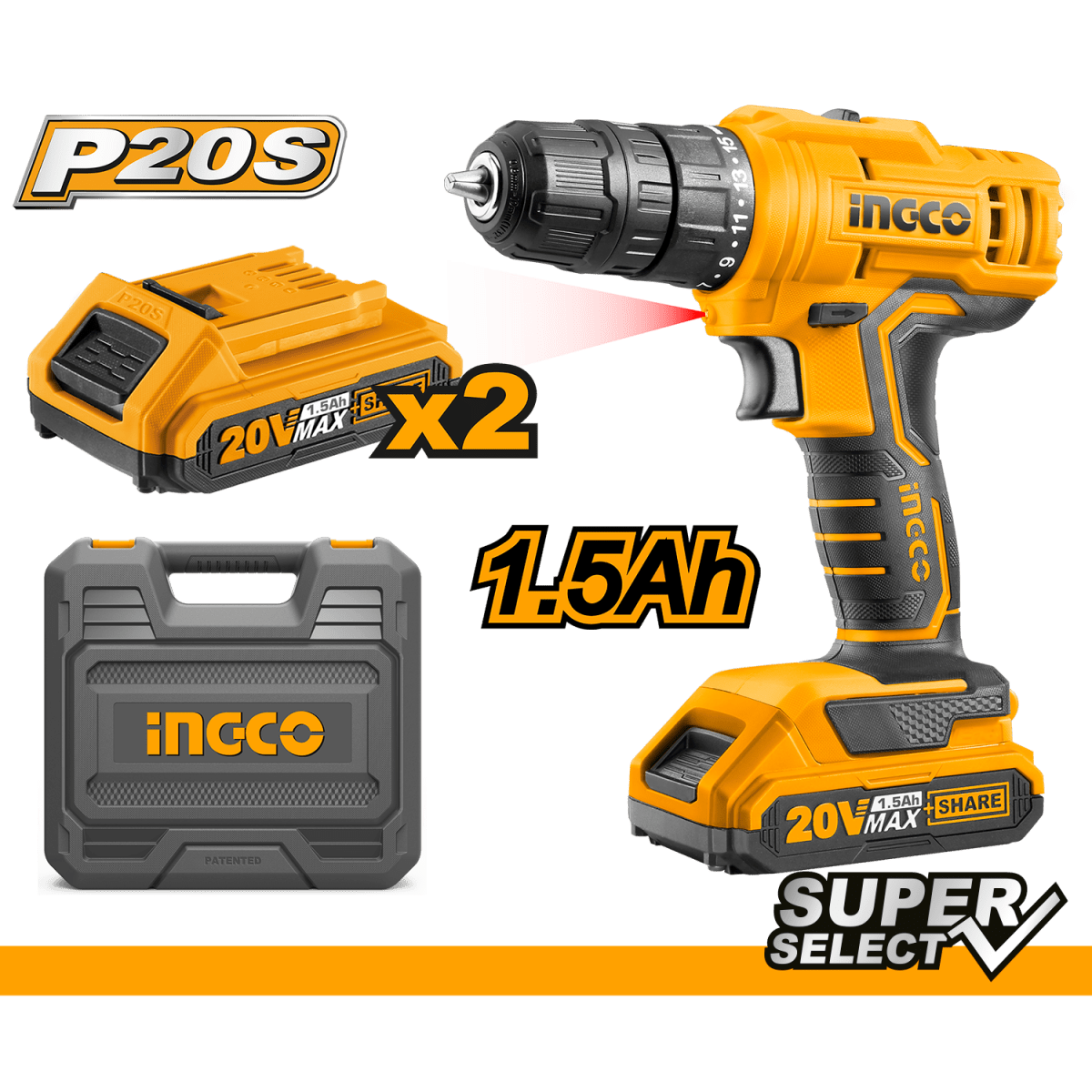 Taladro Inalambrico 20v UCDLI20012 SUPER SELECT - MARKEMSTORE - Taladro