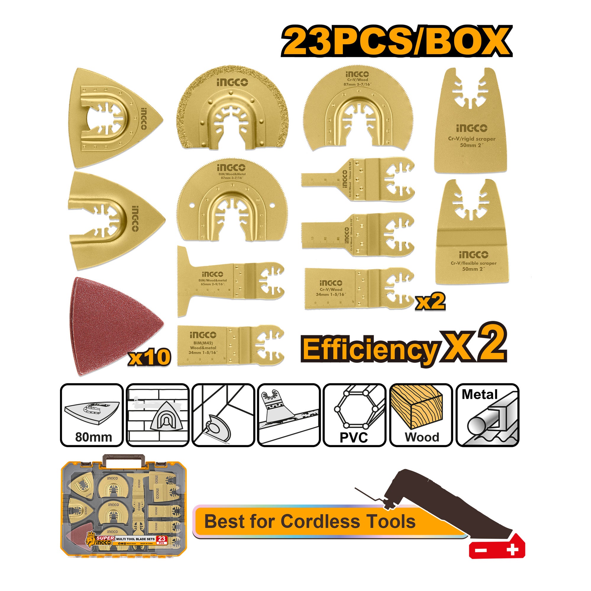 Cuchillas para  Multiherramienta Oscilante INGCO 23 Piezas AKTMT2301