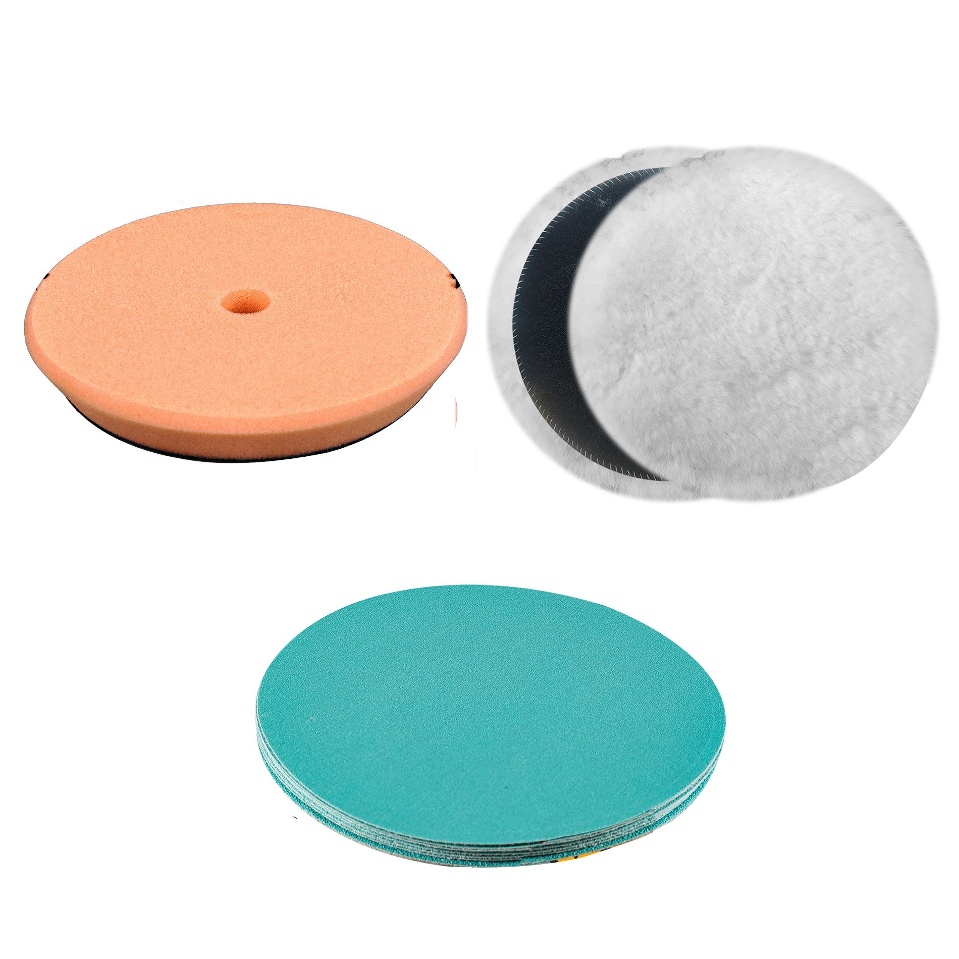 Kit de Pulido y Esmerilado INGCO 6" 12 Piezas Disco Lana y Lijas APG15012