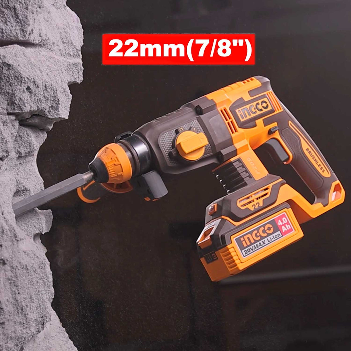 Rotomartillo Inalámbrico INGCO 20V SDS Plus 2,0J Burshless Crhli22208