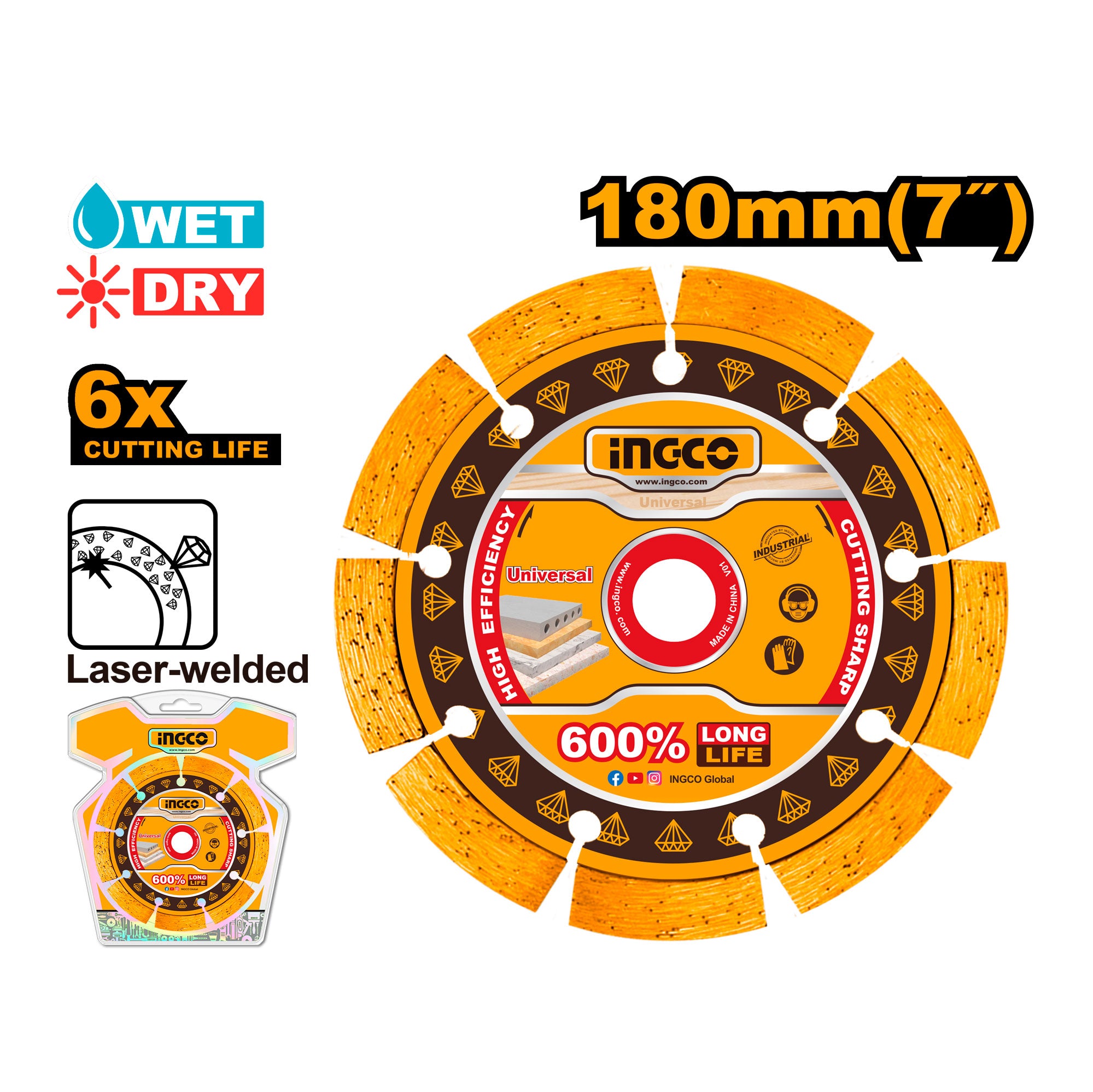 Disco Diamantado Segmentado 7X3/8X7/8 Ingco  DMD071801