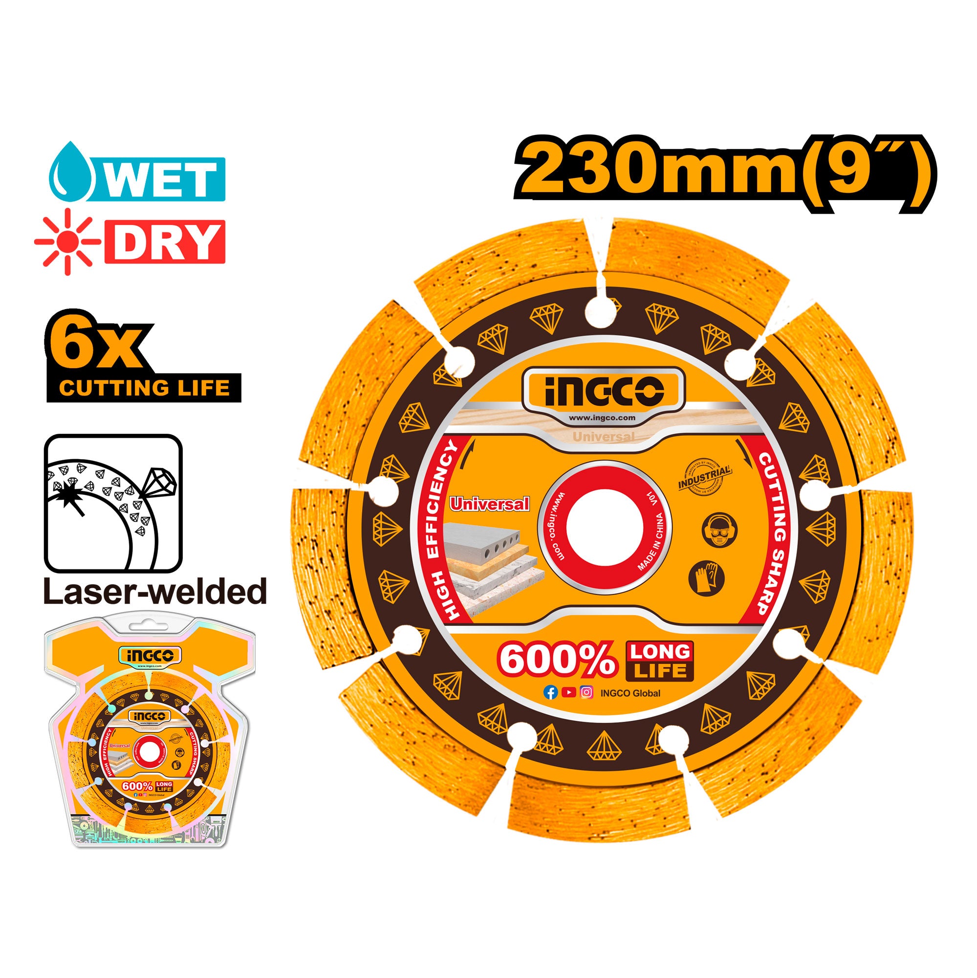 Ingco Disco Diamantado Segmentado 9X3/8X7/8 DMD072301