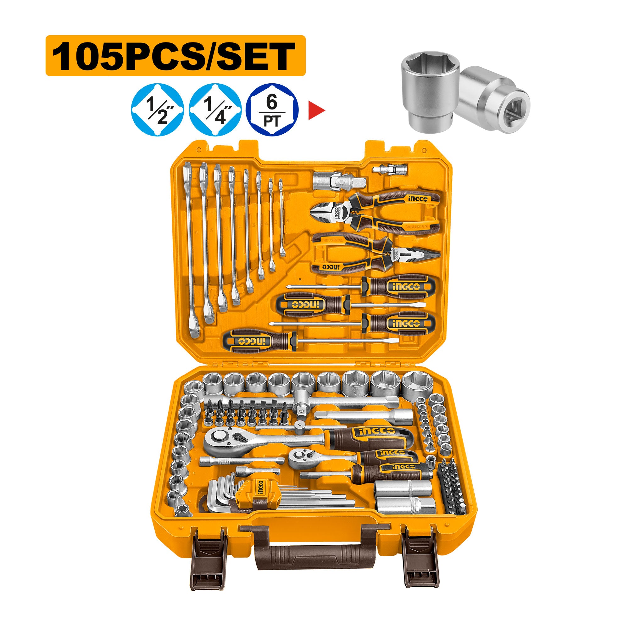 Set Herramienta Manual 105 Pcs Ingco HKTHP51058