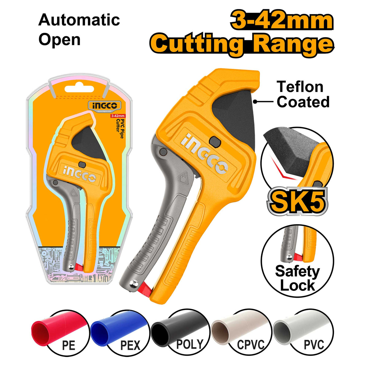 Tijera Cortatubo Pvc 218Mm Ingco HPC3142