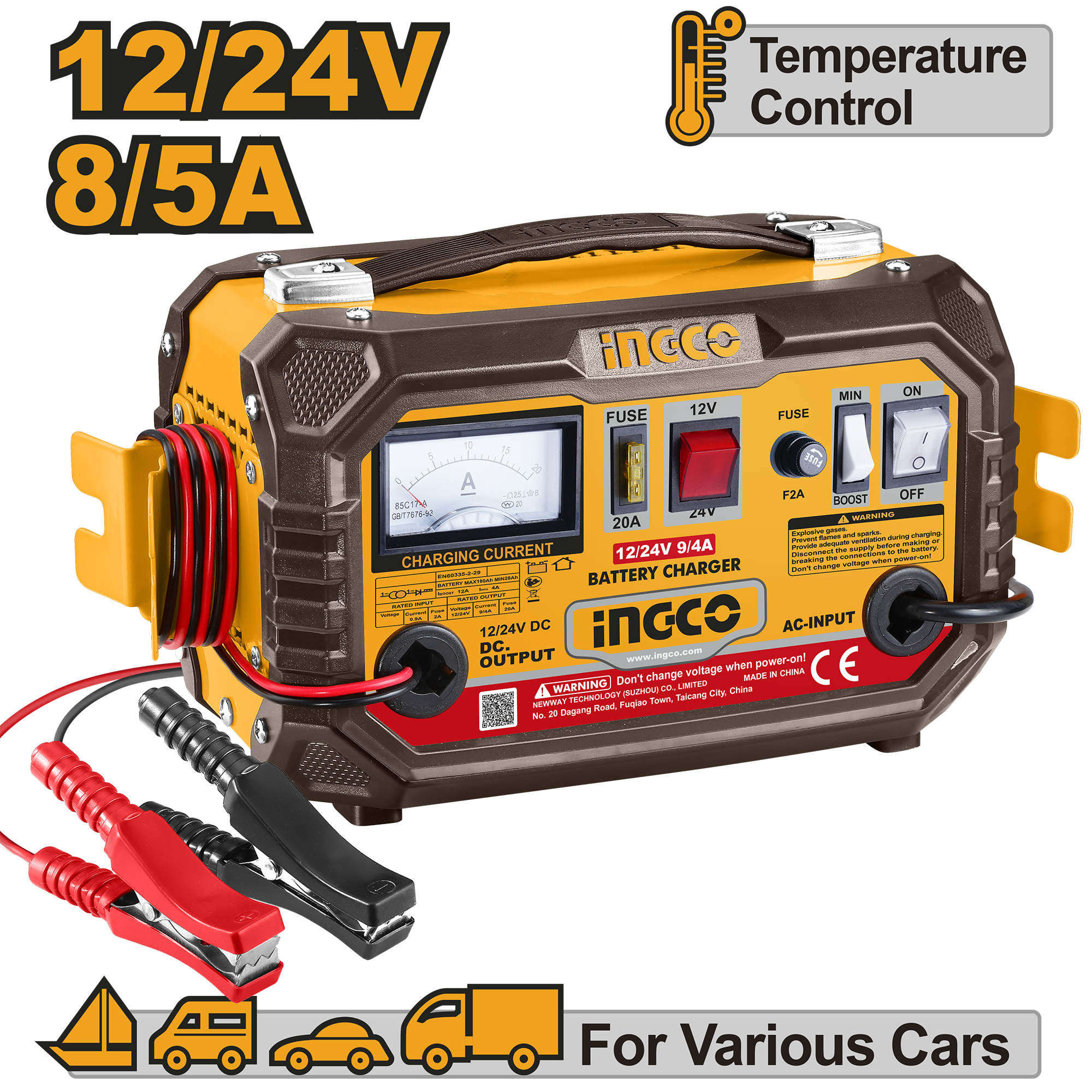 Cargador De Batería 12/24V 8.5A 32-150Ah INGCO ING-UCB1601
