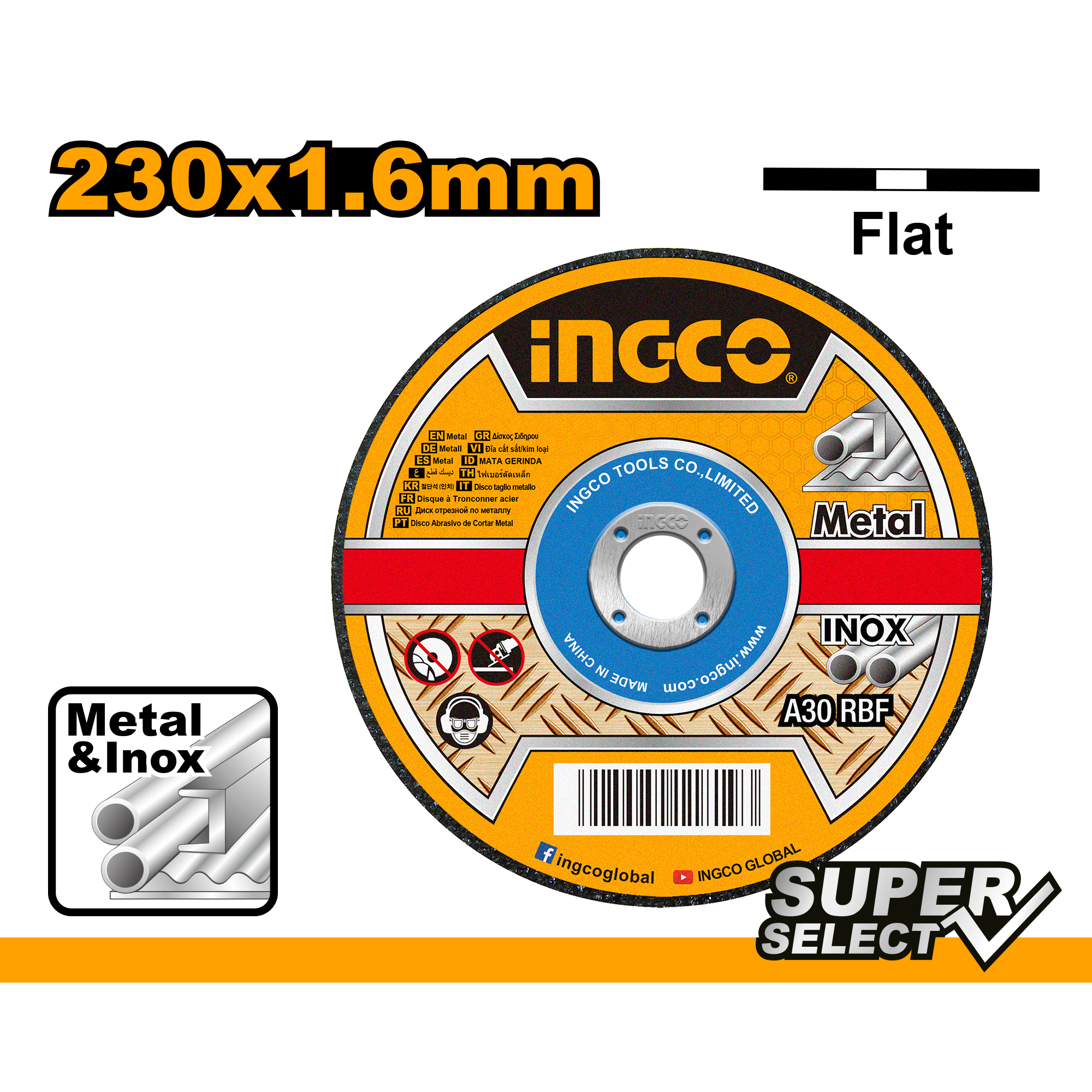 Disco De Corte Fino 9X1/16X7/8 Ingco MCD162301 - MARKEMSTORE