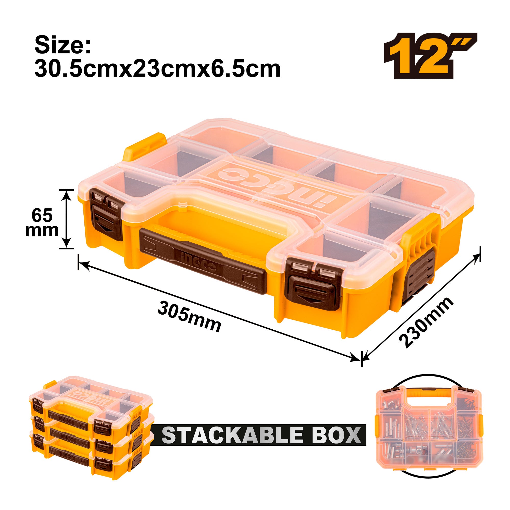 Organizador de Herramientas Plástico 305x230x65mm INGCO PBX1211