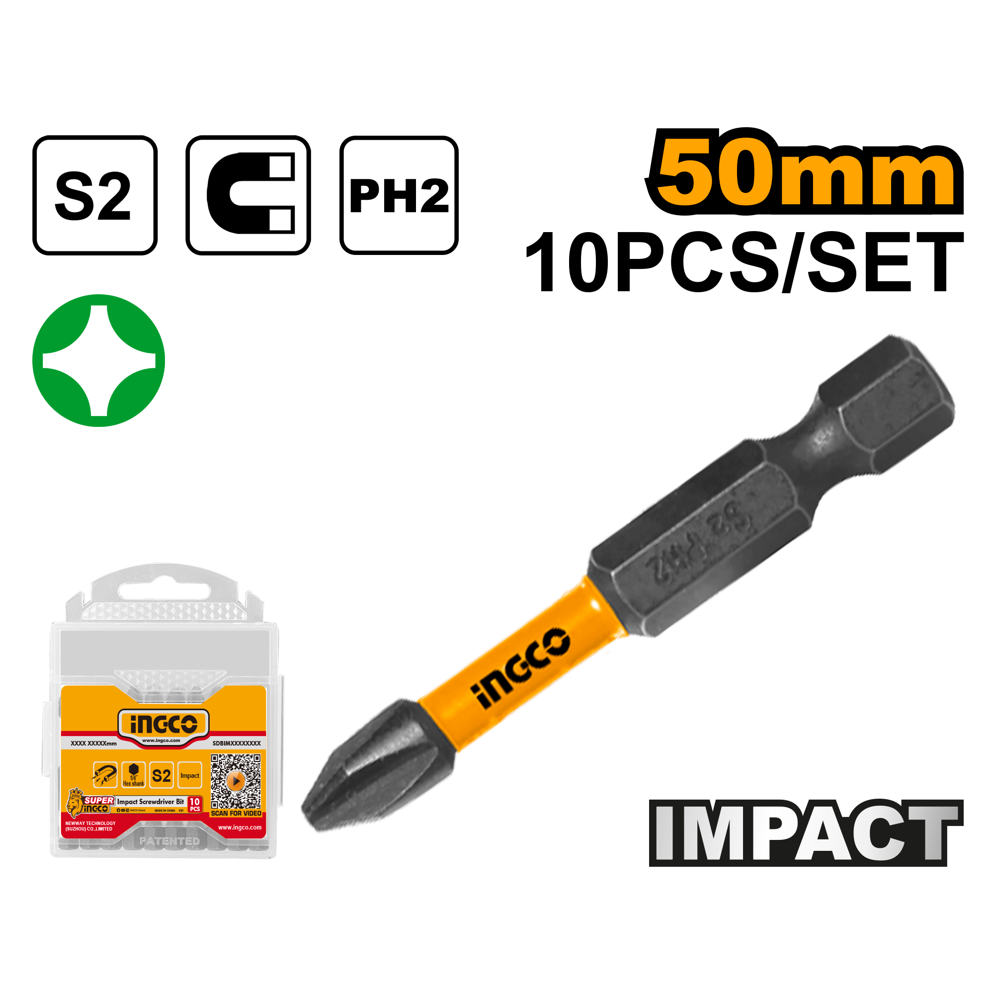 Set Punta Destornillador Impacto Acero Ind #2X50Mm 10Pcs Sdbim11Ph223