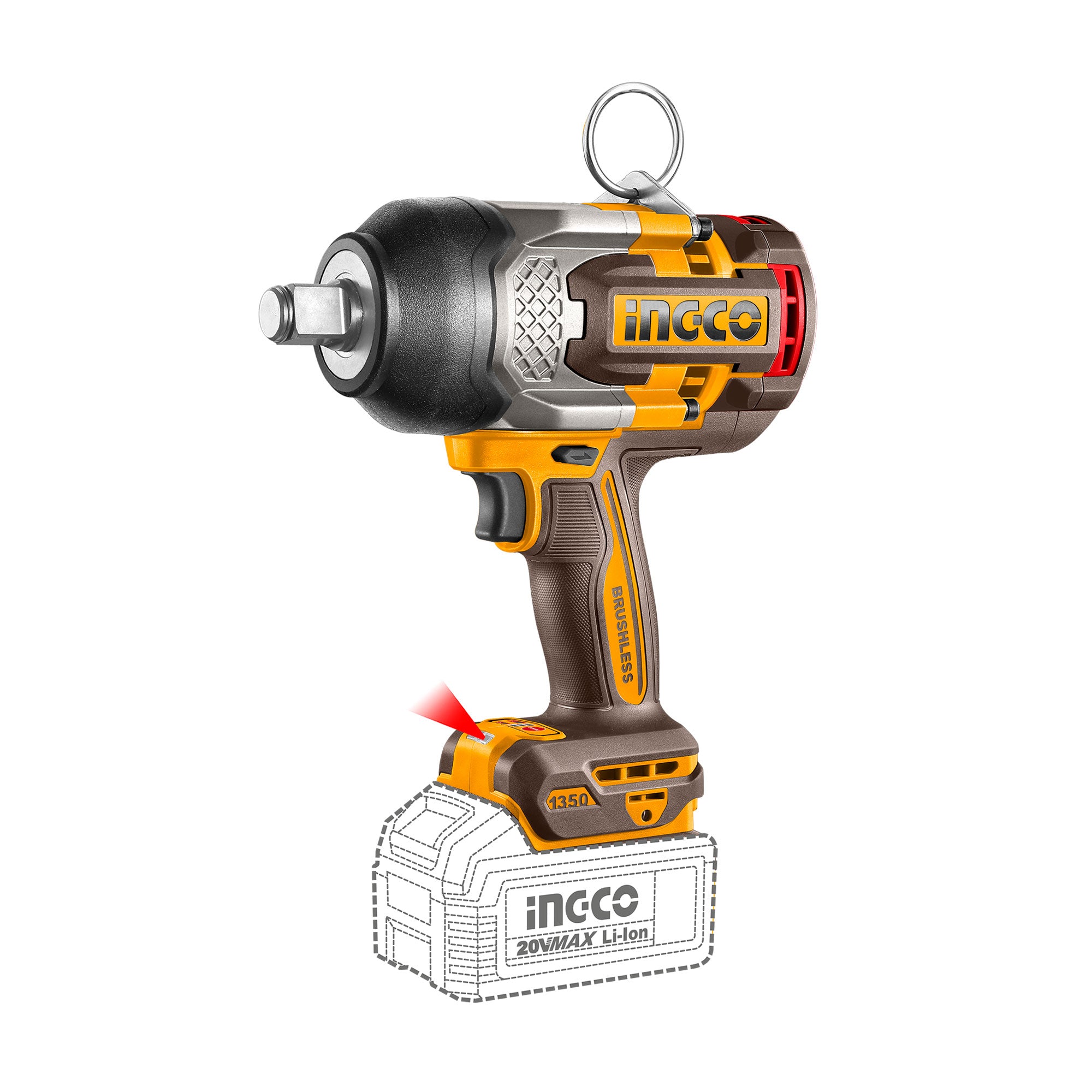 Llave De Impacto M3/4 20V 1350Nm 1800Rpm Brushless Ingco Uciwli201356