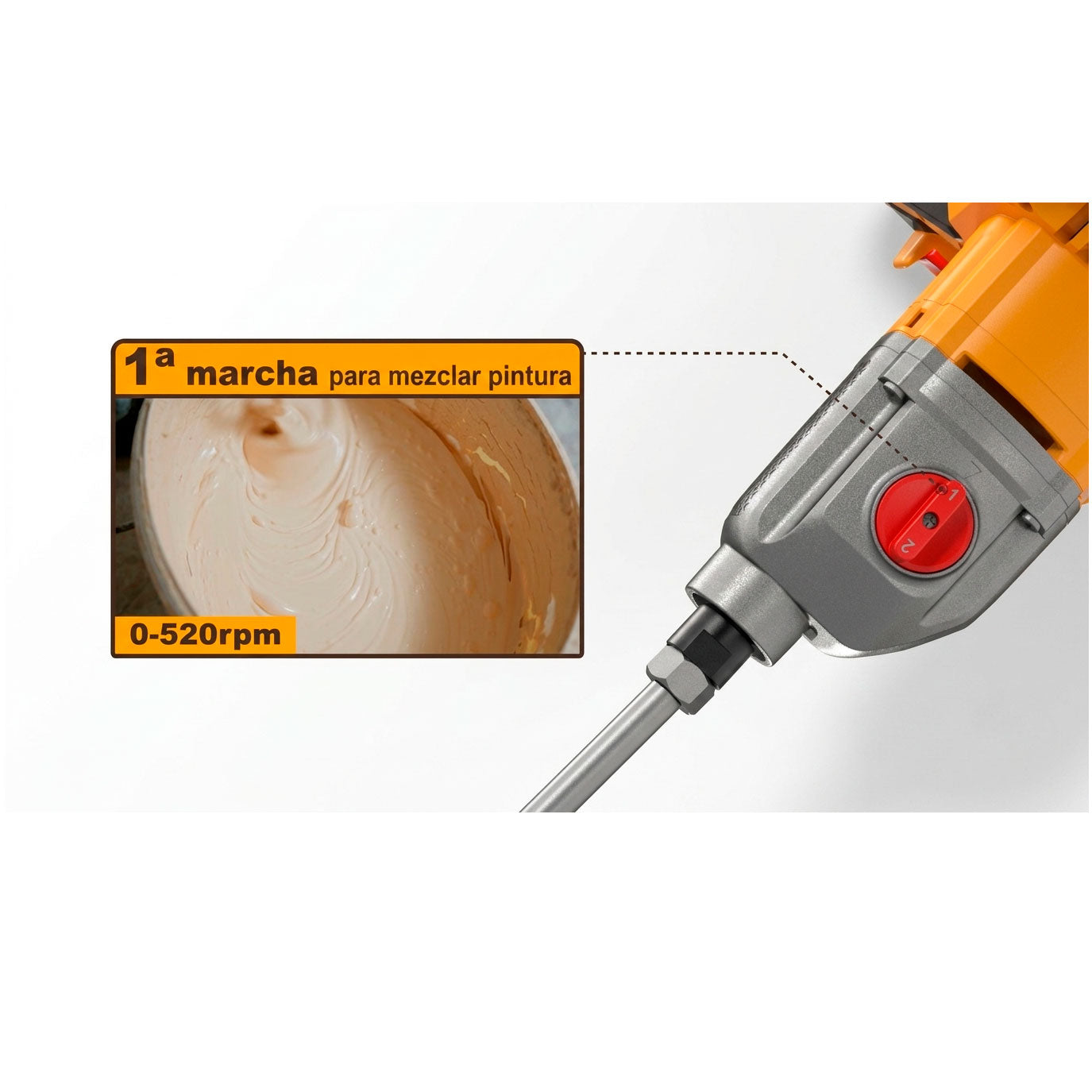 Mezcladora de Pintura y Concreto Inalámbrica INGCO 20V 800RPM UMXLI20162