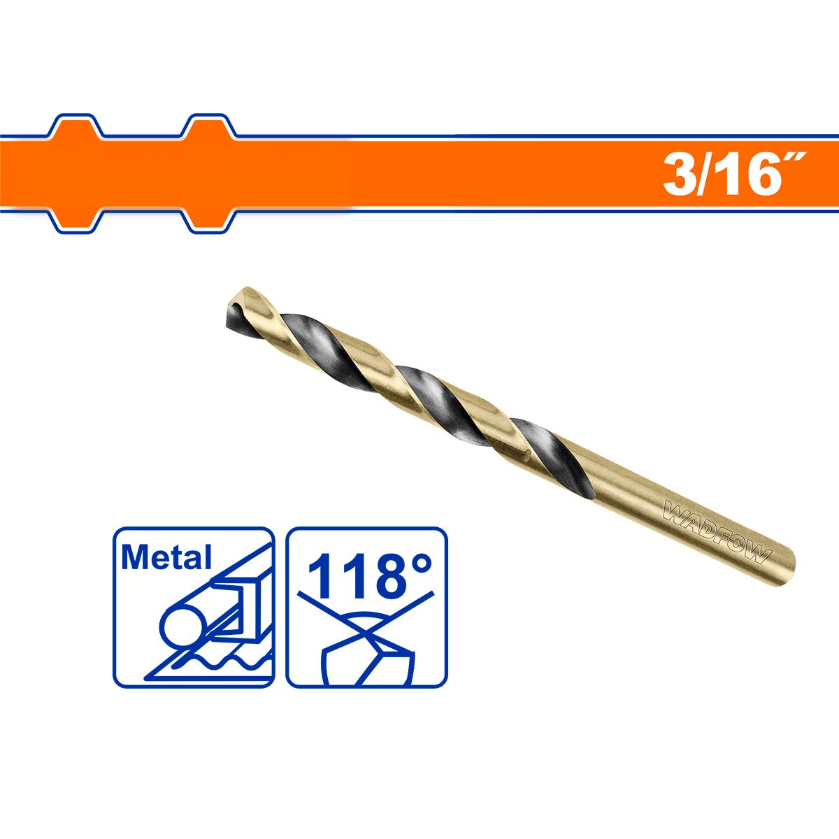 Broca HSS Para Metal 3/16 Pulgada WADFOW UWTD8905- Paquete de 10 Unidades