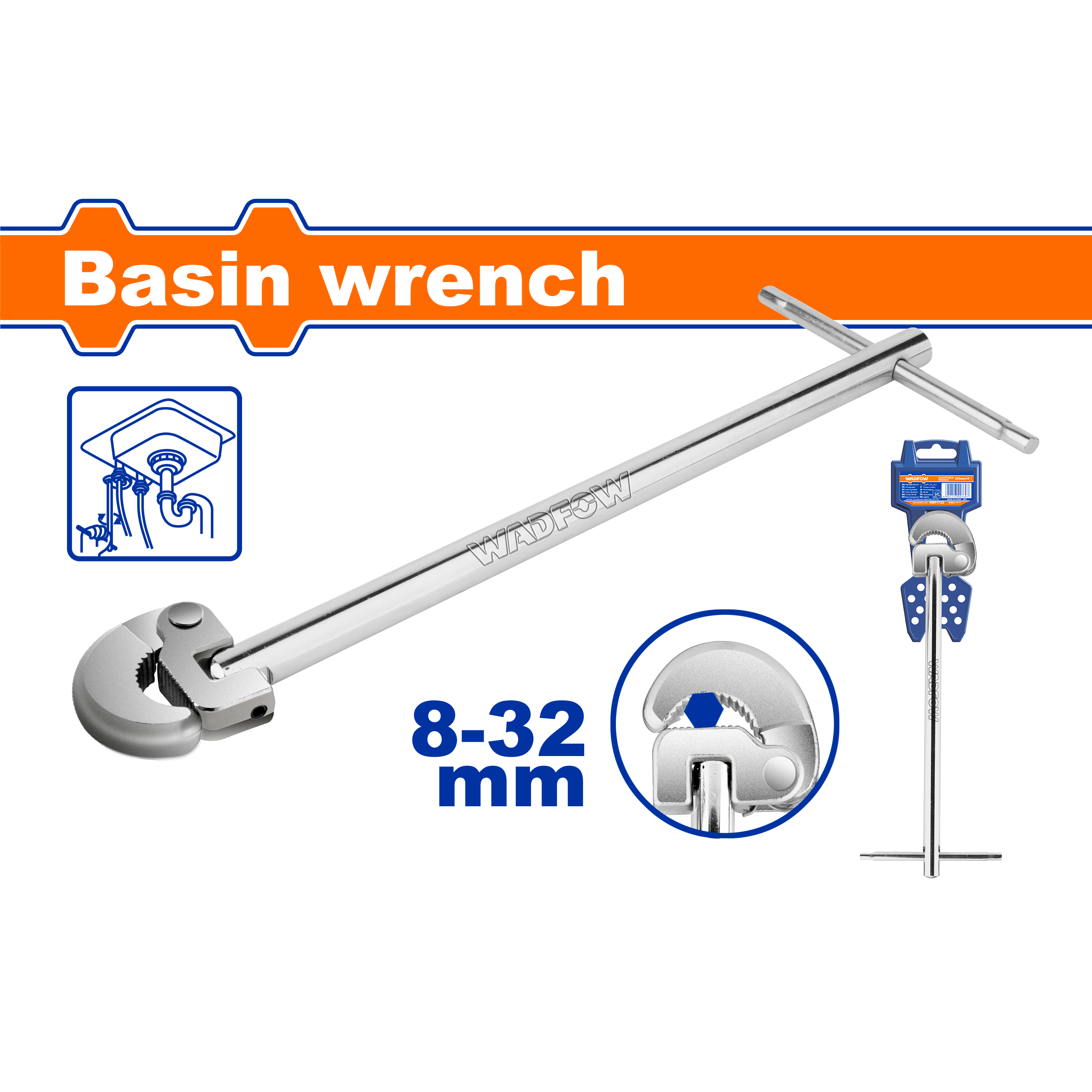 Llave Lavamanos 250mm Rango8-32mm WADFOW REF. WBF1732 - MARKEMSTORE