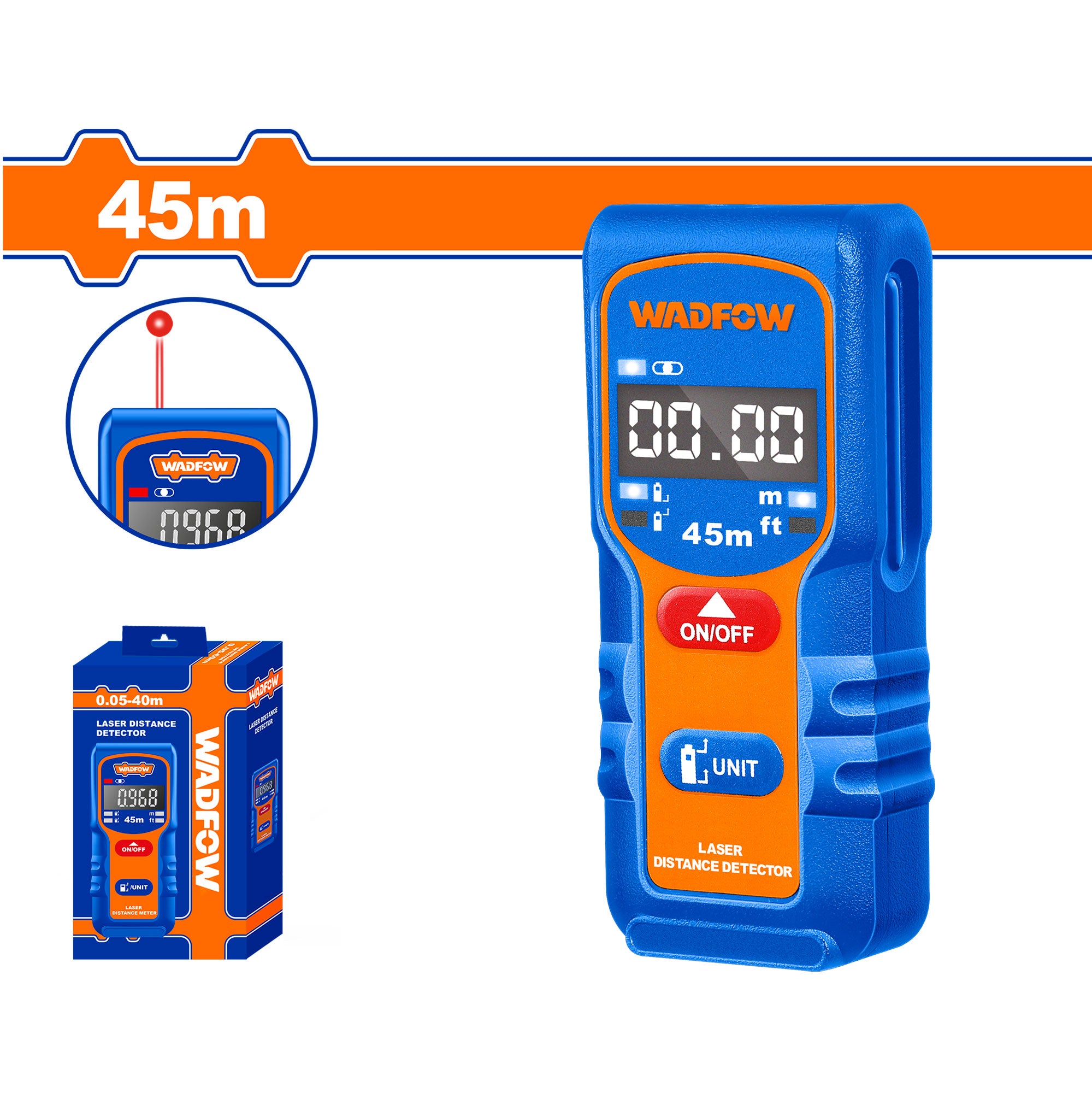 Medidor De Distancia Láser 45Mts WADFOW WDL15045