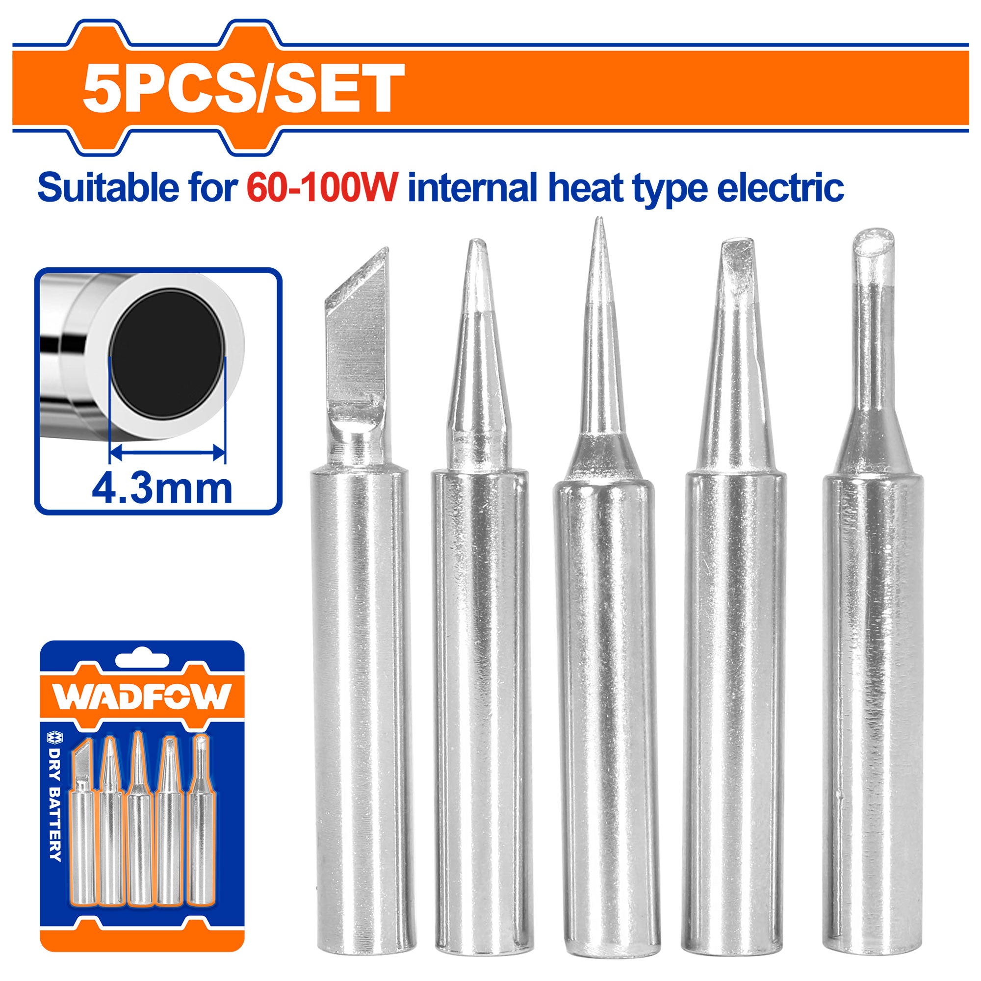 Wadfow Set Puntas Soldadura 5Pcs Cobre WEL8943