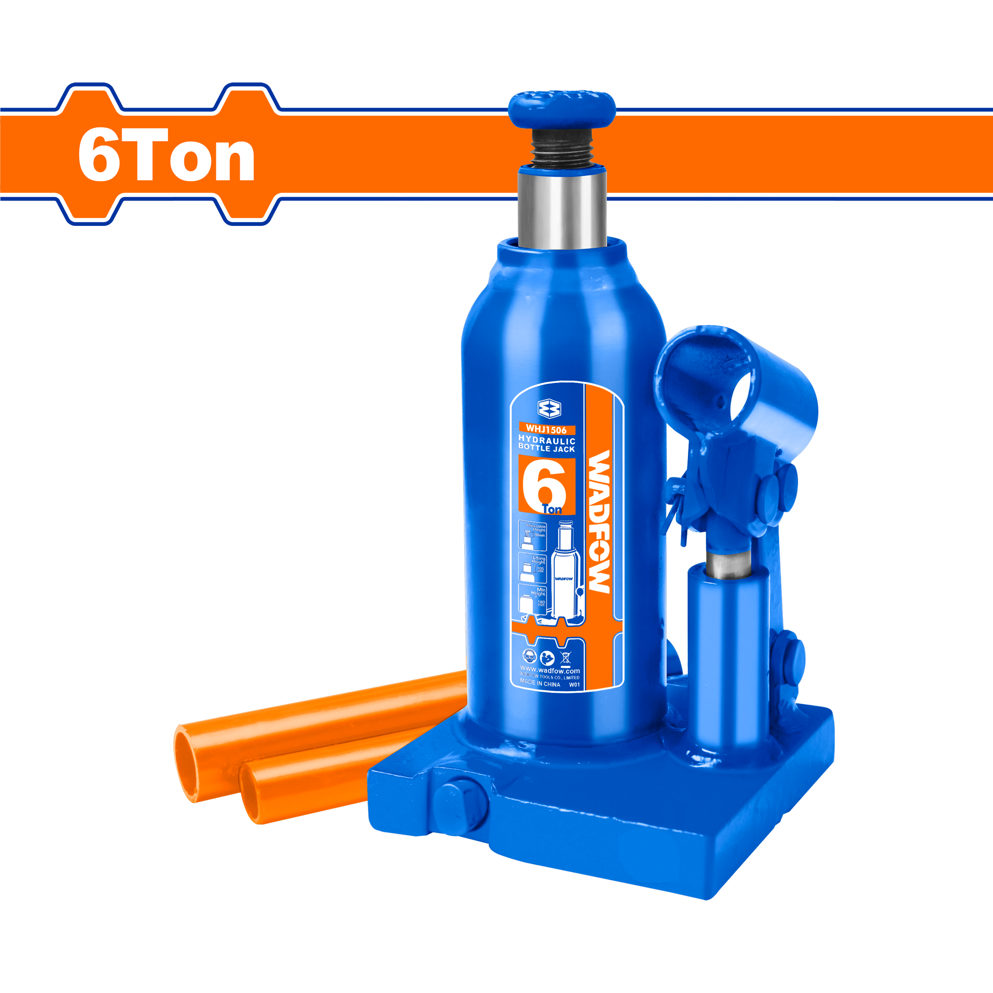 Gato Tipo Botella 6 Ton Altura Elevación 115mm WADFOW REF. WHJ1506 - MARKEMSTORE