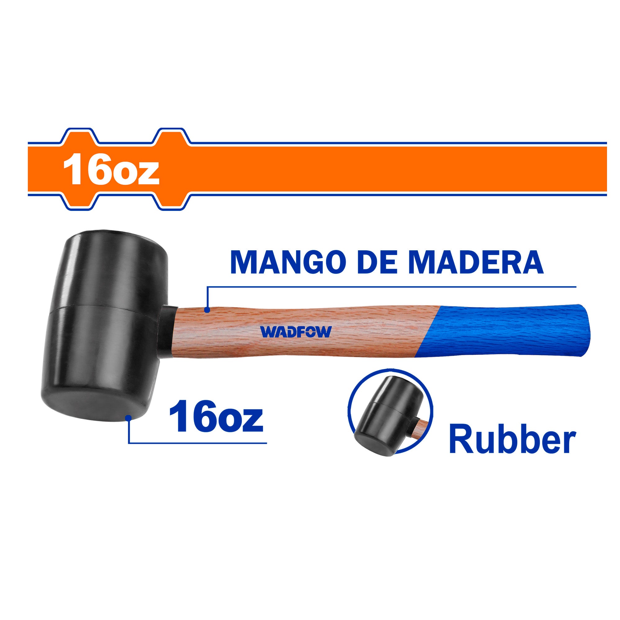 Mazo de Caucho 16oz Mango madera WADFOW WMB7302