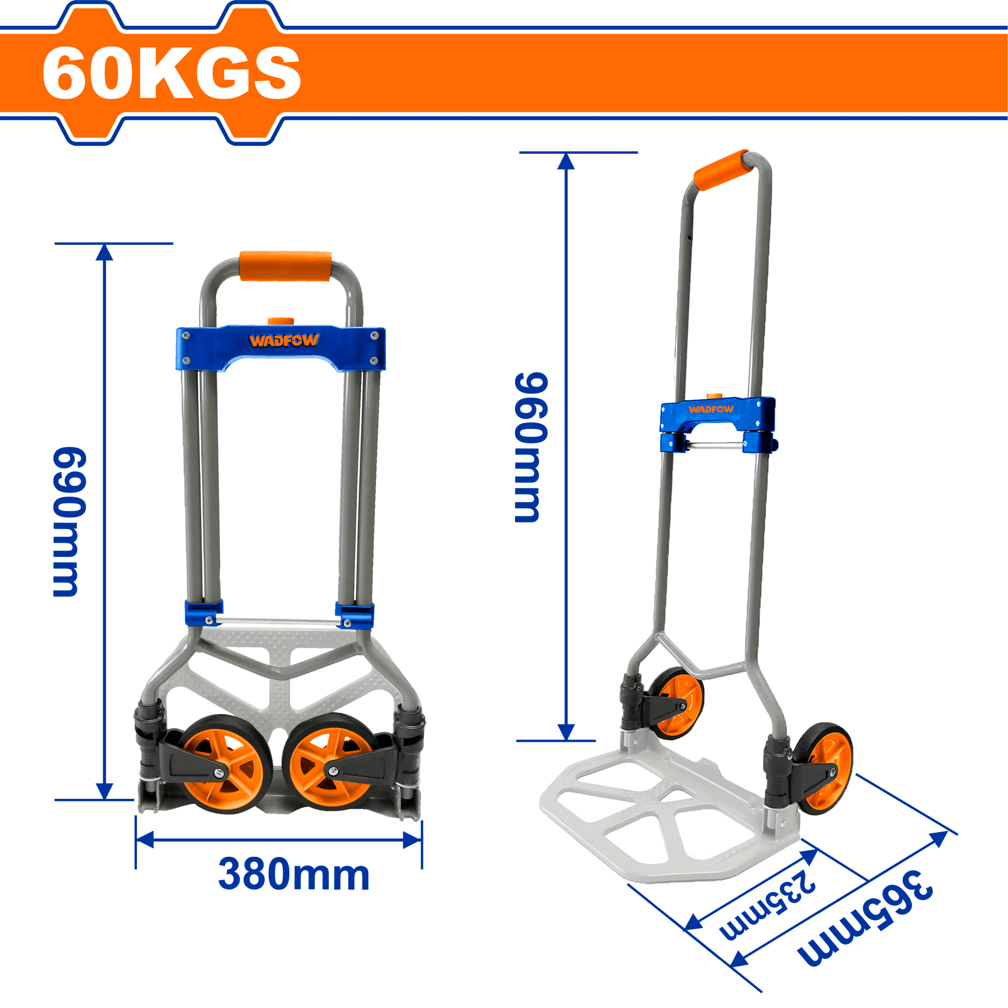 Carretilla Plegable Cap.60Kg Plato 235X380Mm Wwb9A06 - MARKEMSTORE