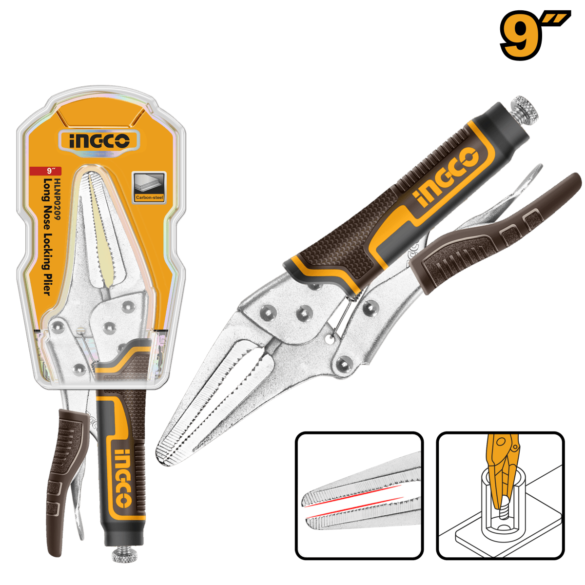 Alicate Hombresolo Pinza Larga INGCO 9" Acero al Carbono | HLNP0209 - MARKEMSTORE - Alicates