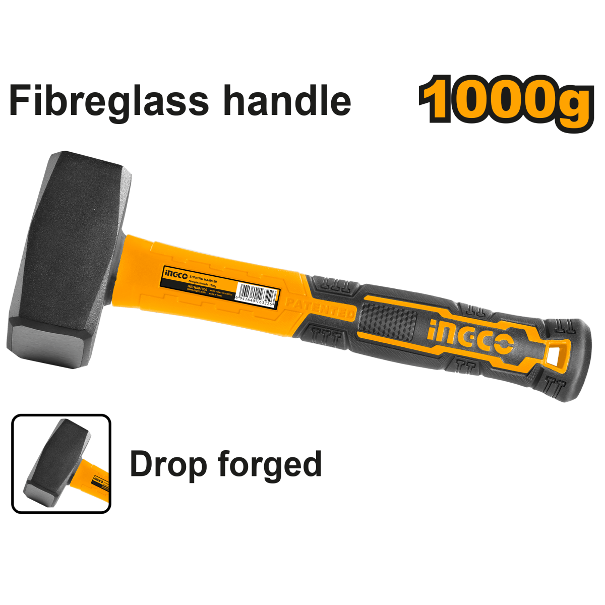 Almadana 1000Gr Mango Fibra De Vidrio INGCO HSTHS81000 - MARKEMSTORE - 