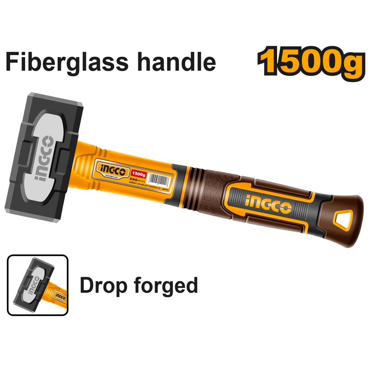 Almadana 1500Gr Mango Fibra De Vidrio INGCO HSTH81500 - MARKEMSTORE - Almadana