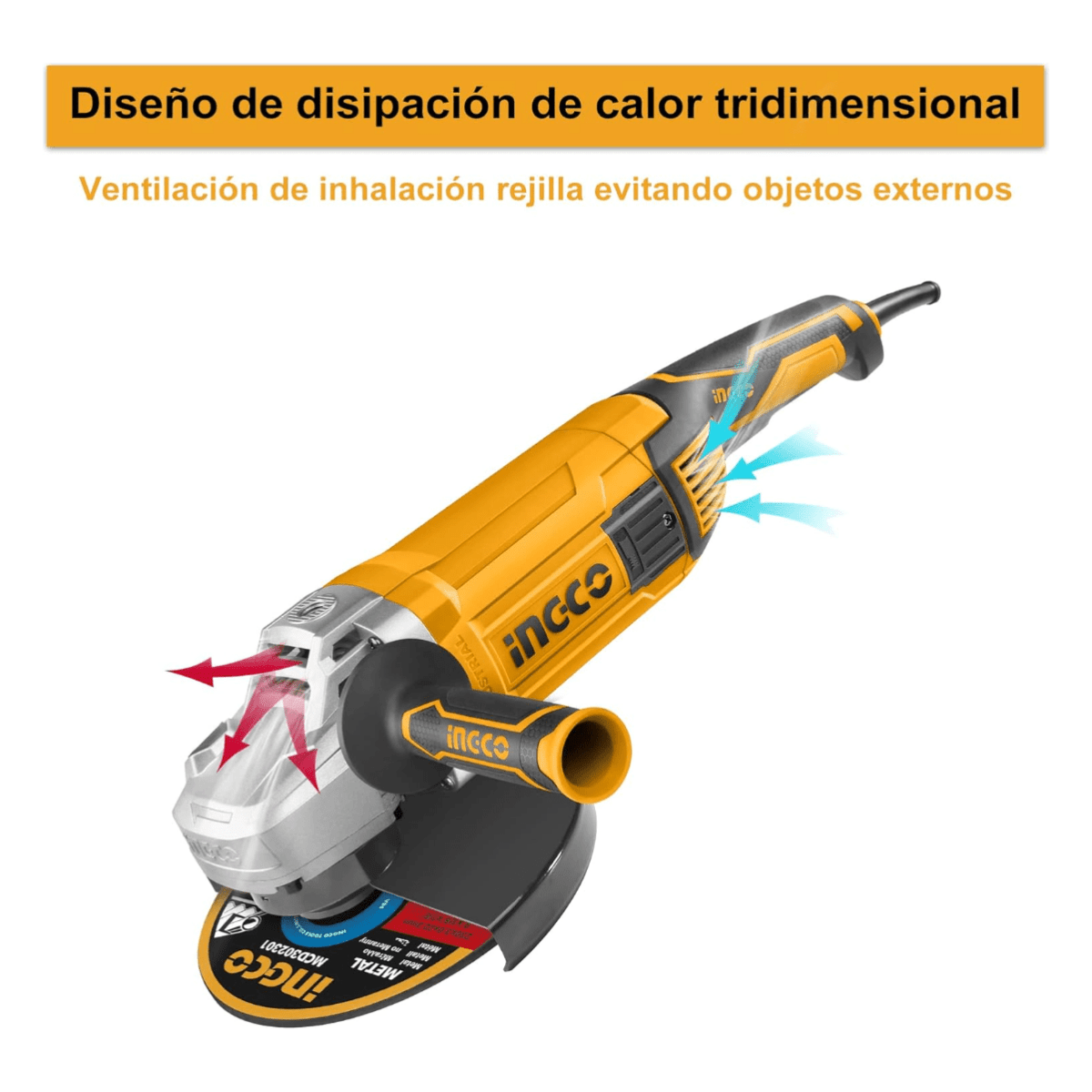 Amoladora Angular 9" 2400w Ingco UAG24008 - MARKEMSTORE - Pulidoras