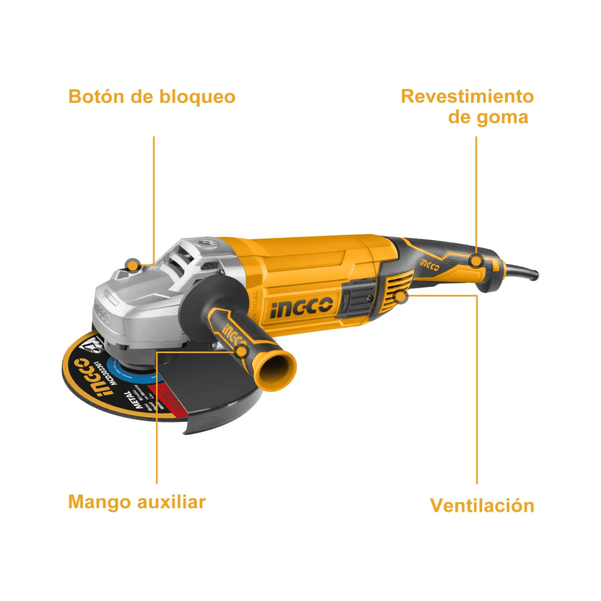 Amoladora Angular 9" 2400w Ingco UAG24008 - MARKEMSTORE - Pulidoras