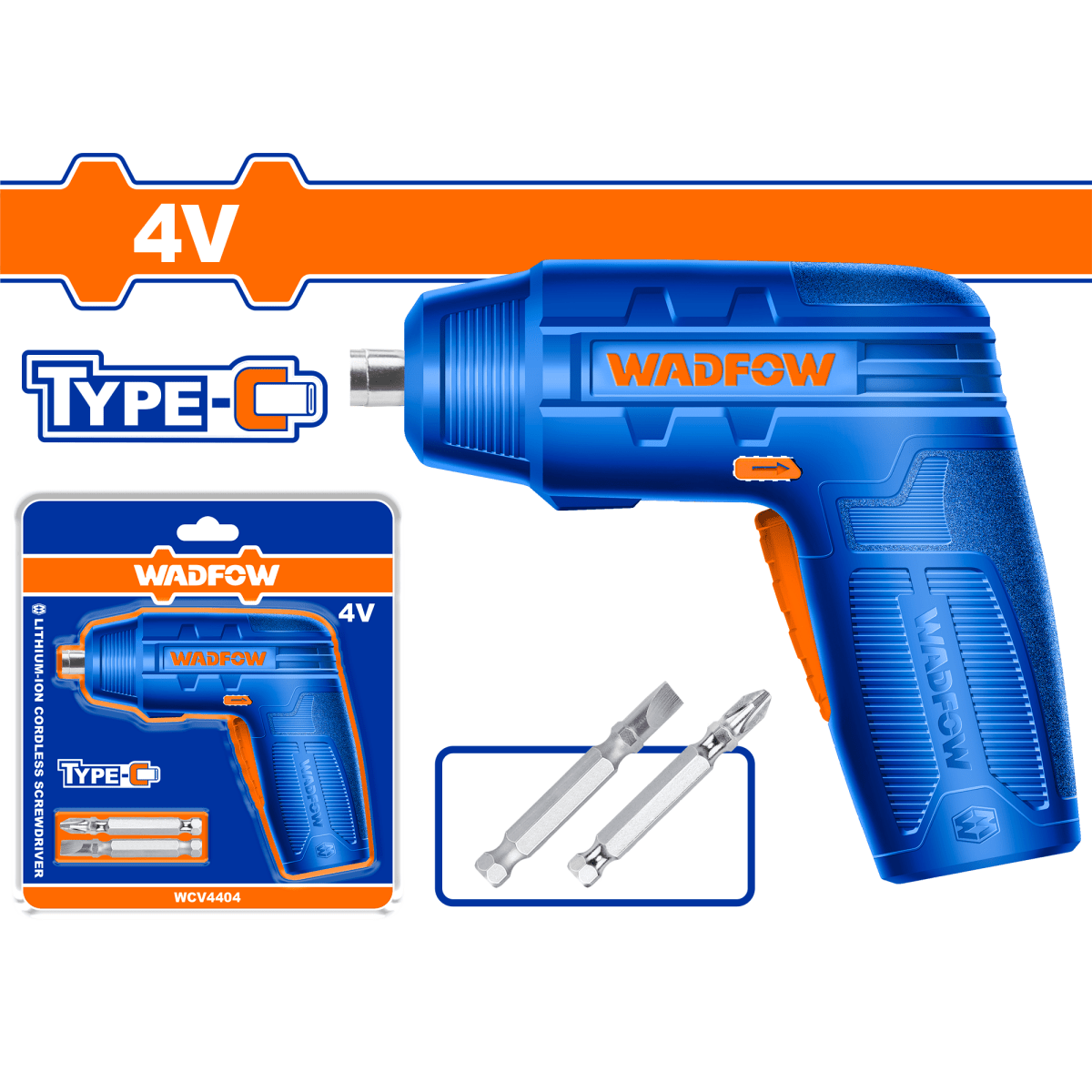 Atornilladores 4V M1/4 240Rpm Con Jgo 2Ptas | WADFOW WCV4404 - MARKEMSTORE - Atornillador