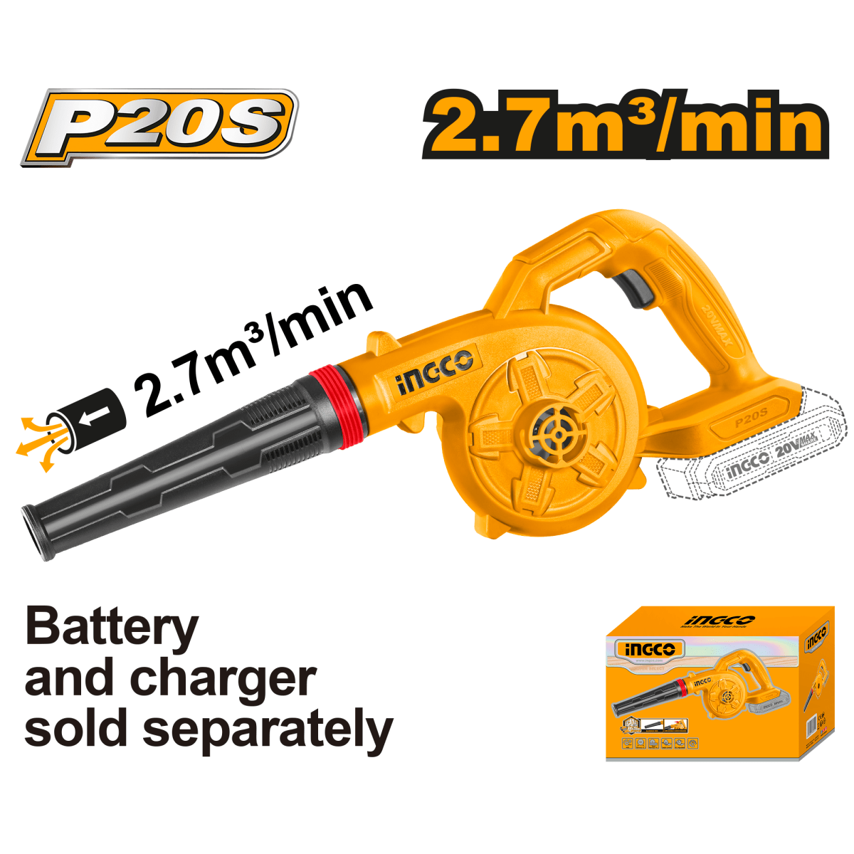 Blower 20V INGCO CABLI20028 - MARKEMSTORE - 