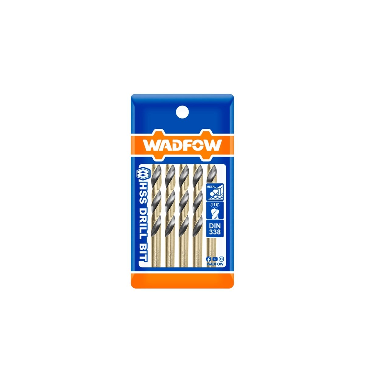 Broca HSS Para Metal 1/2 Pulgada WADFOW UWTD8912- Paquete de 5 Unidades - MARKEMSTORE - Brocas