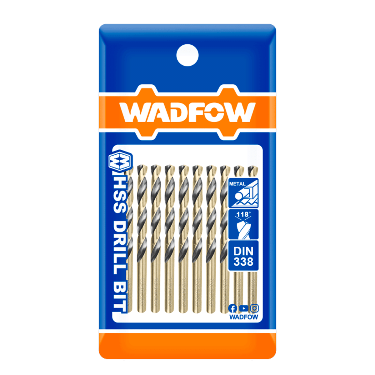 Broca HSS Para Metal 3/16 Pulgada WADFOW UWTD8905- Paquete de 10 Unidades - MARKEMSTORE - Brocas