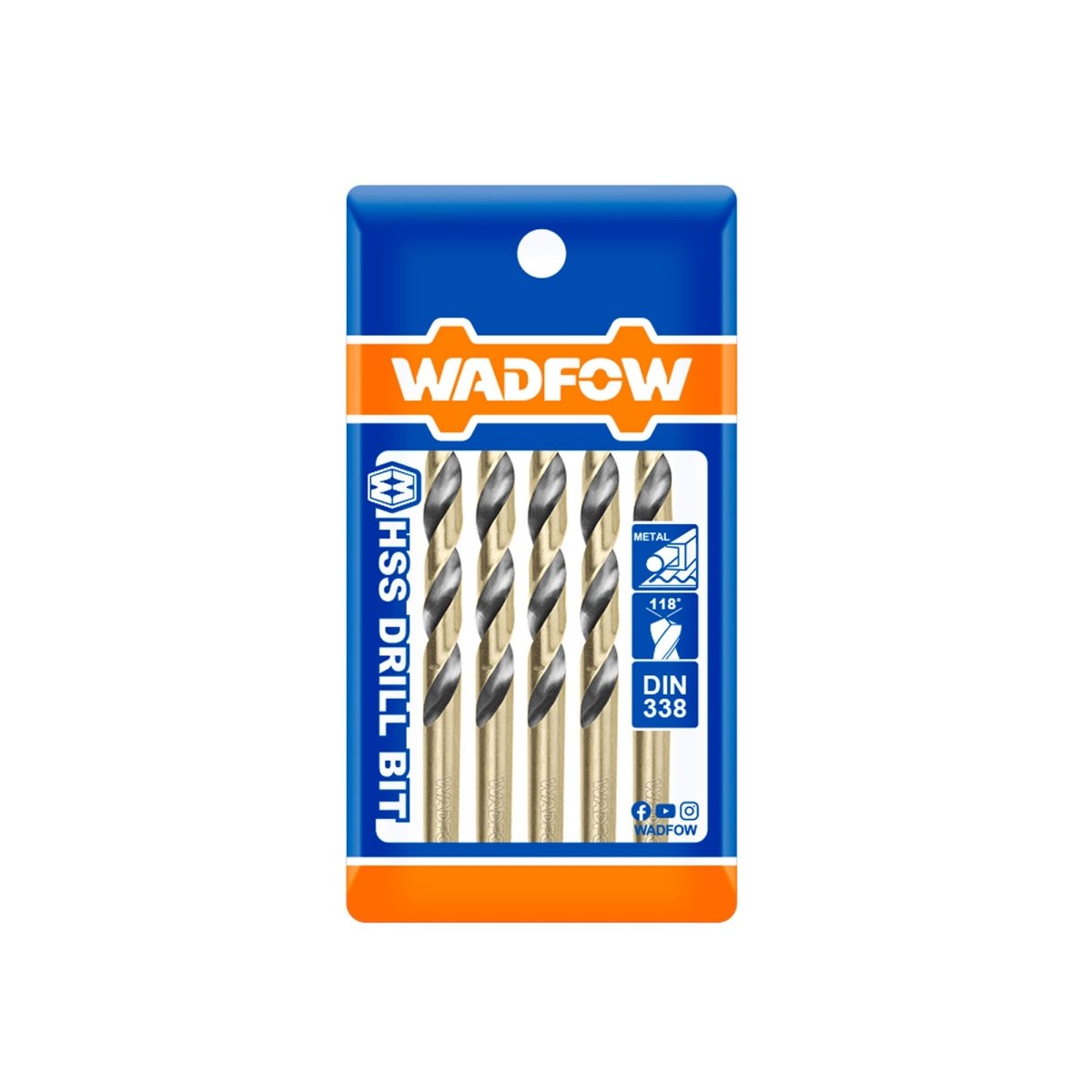 Broca HSS Para Metal 3/8 Pulgada WADFOW UWTD8909 - Paquete de 5 Unidades - MARKEMSTORE - Brocas