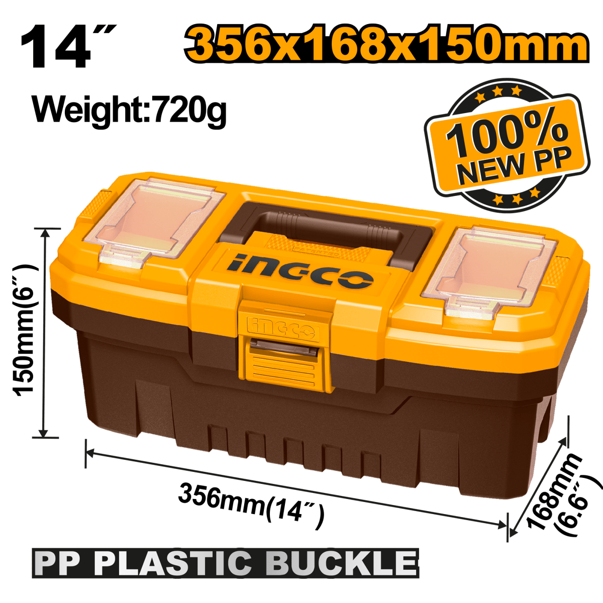 Caja De Herramienta Plastica 356X168X150mm INGCO PBX1401 - MARKEMSTORE - 