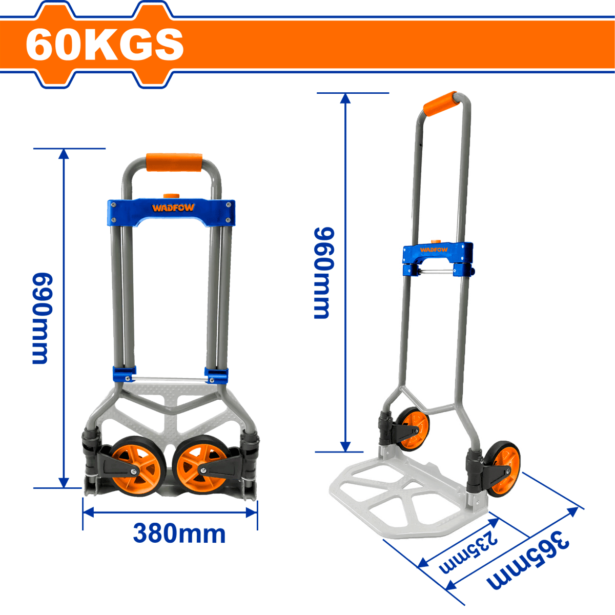 Carretilla Plegable Cap.60Kg Plato 235X380Mm Wwb9A06 - MARKEMSTORE - Ferreteria