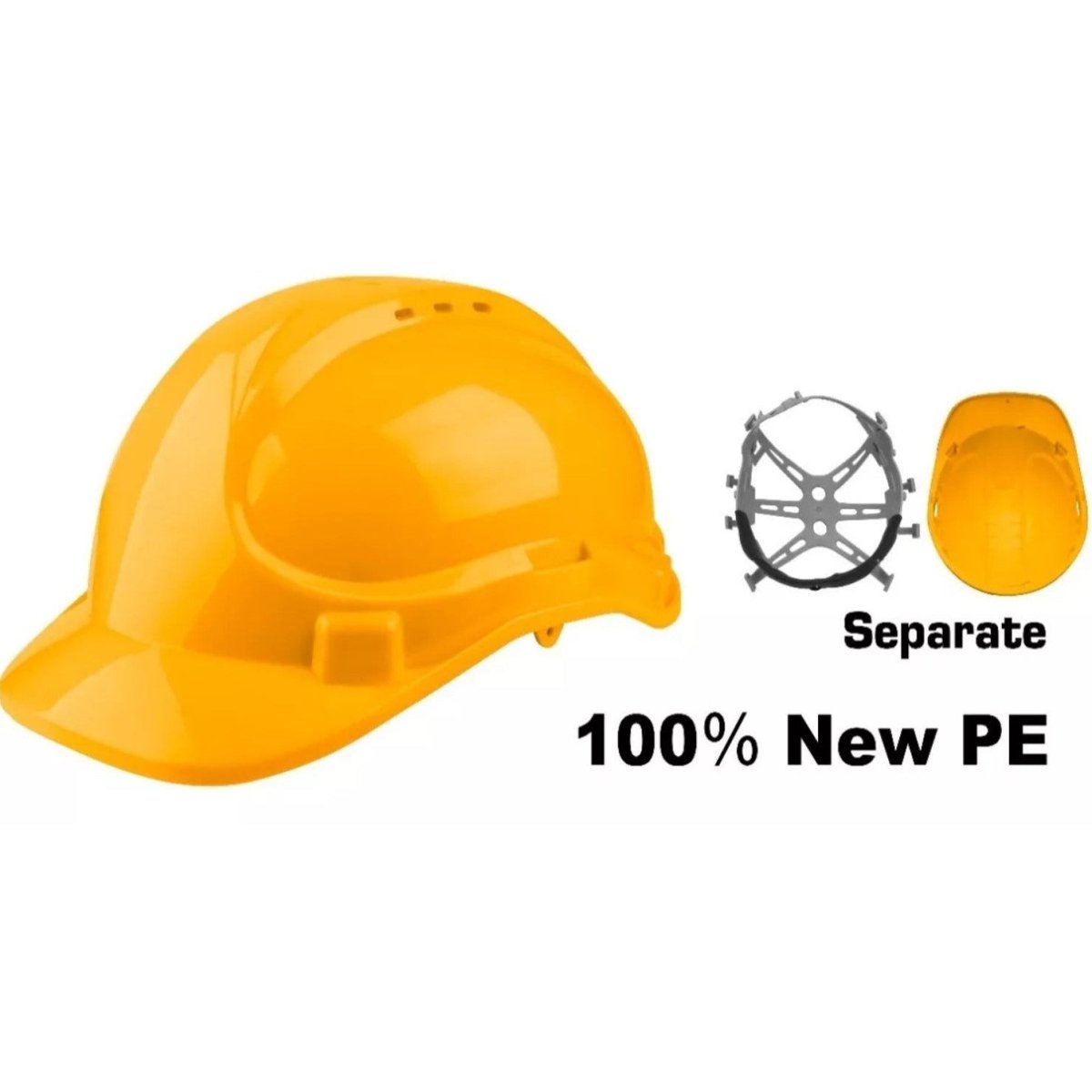 Casco De Seguridad Amarillo Con Ventilacion Supension 8 Punto Ingco HSH206 - MARKEMSTORE - 